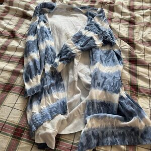Woman Within Blue & White Tye Dye Cardigan